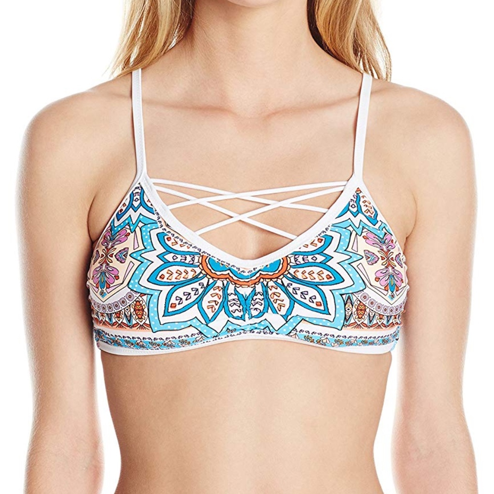 Jessica Simpson strap front Boho Bikini Swim Top